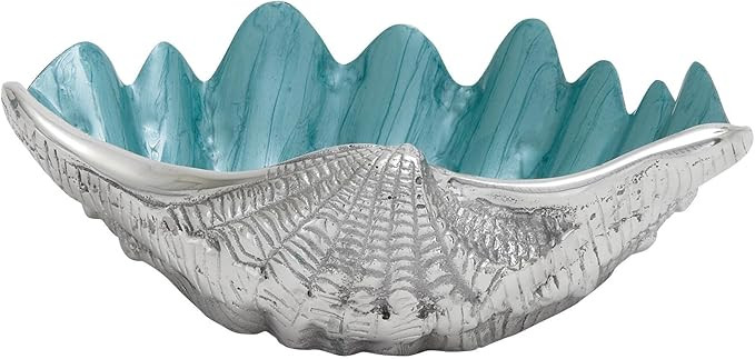 Deco 79 Aluminum Metal Shell Serving Bowl Shell with Enamel Interior, 12" x 9" x 3", Teal | Amazon (US)