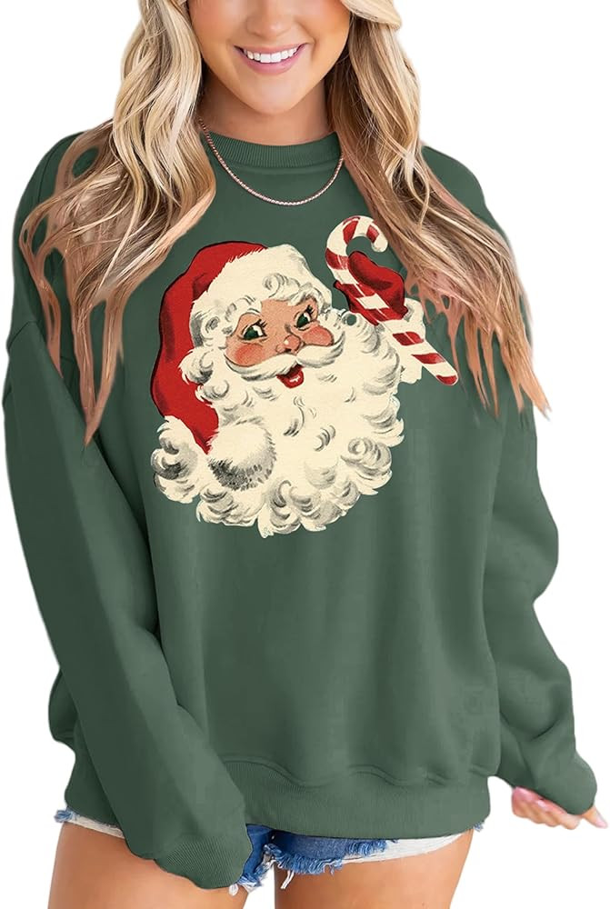 MAPICK Merry Sweatshirt for Women Christmas Fleece Linend Sequin Sweaters Crewneck Oversized Long... | Amazon (US)
