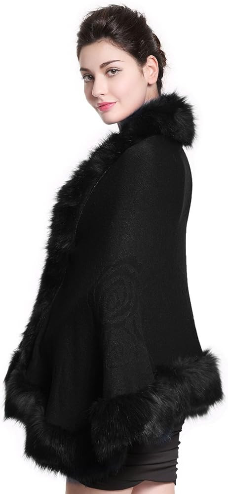 BEAUTELICATE Faux Fur Shawl Wrap Stole Shrug Bridal Winter Wedding with Hook | Amazon (US)