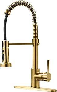 AIMADI Gold Kitchen Faucet with Pull Down Sprayer,Commercial Single Handle Brushed Gold Kitchen S... | Amazon (US)