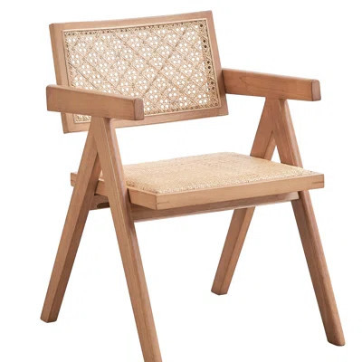 2 Beige & Natural Arm Chairs - Strong Wood Leg Support Cushioned Mid-Century Modern For Milk Area In Frame Comfort Waiting | Wayfair North America