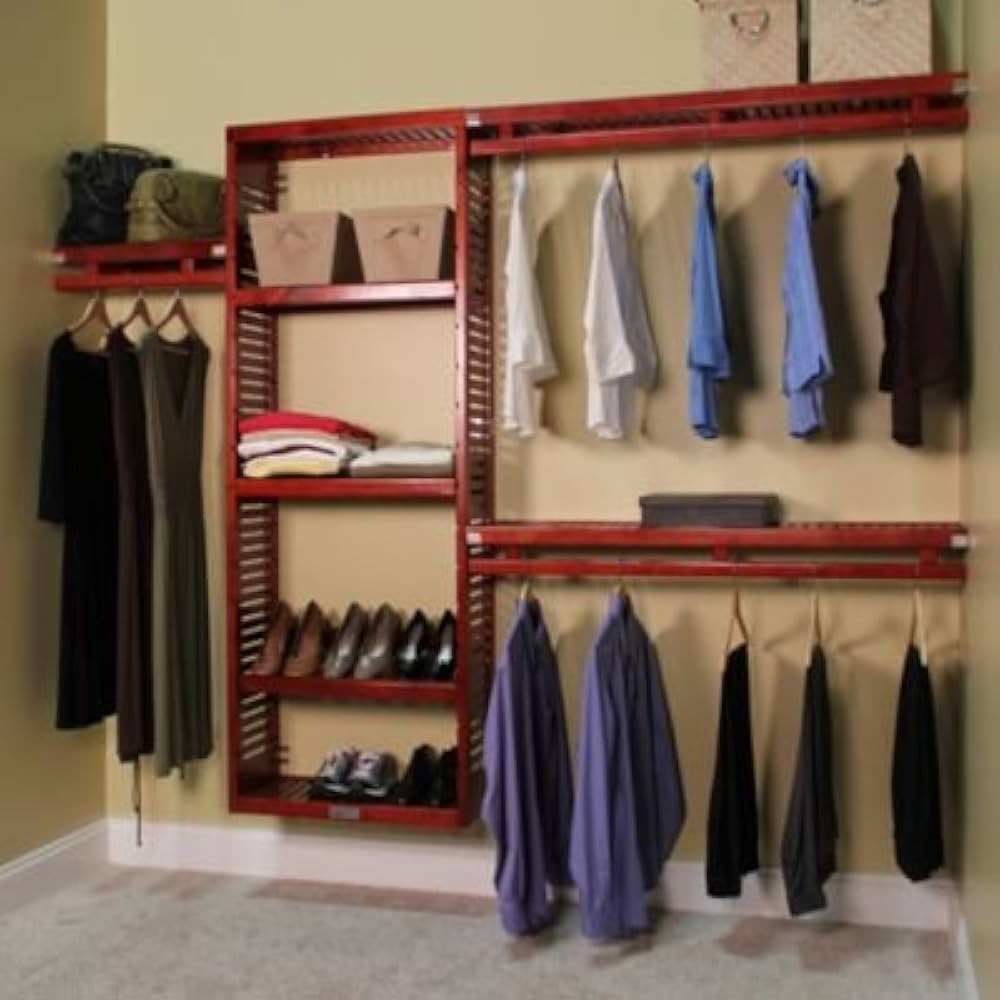 John Louis Home 12 in. Deep Solid Wood Simplicity Closet Organizer, Red Mahogany Finish | Amazon (US)
