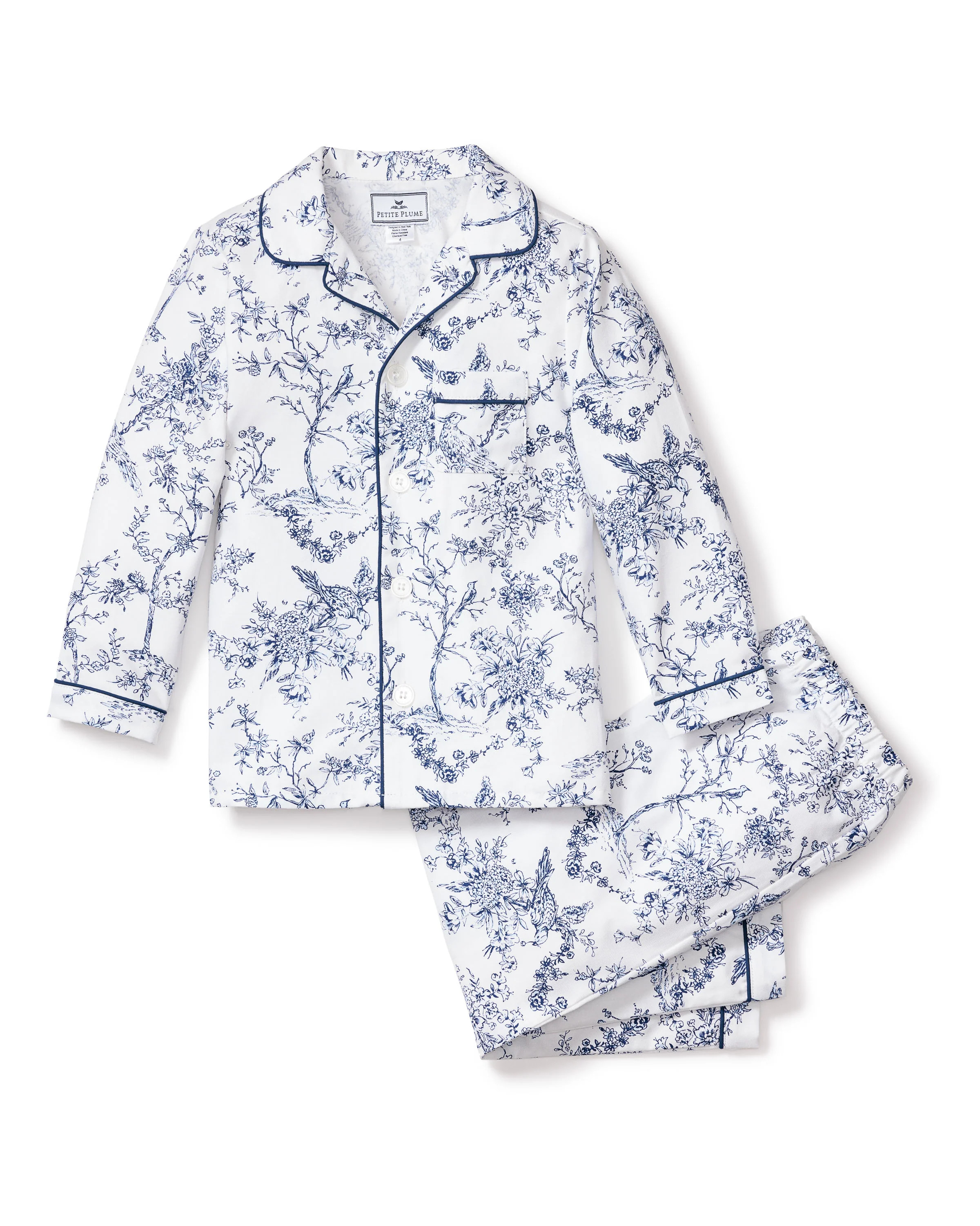 Kid's Twill Pajama Set in Timeless Toile | Petite Plume