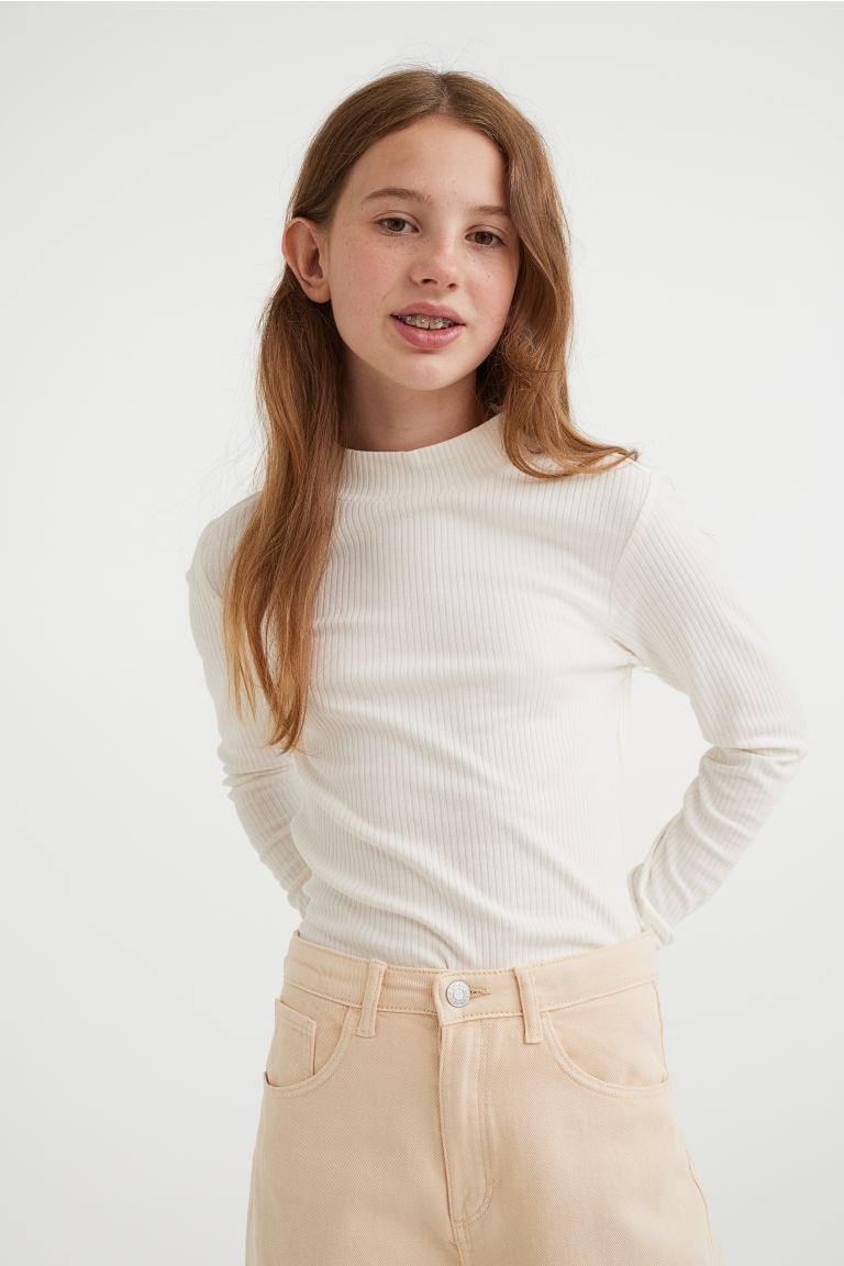 Ribbed Jersey Mock Turtleneck Top | H&M (US + CA)
