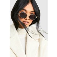 boohoo Women's Gold Retro Oval Shape Sunglasses | Boohoo.com (UK & IE)