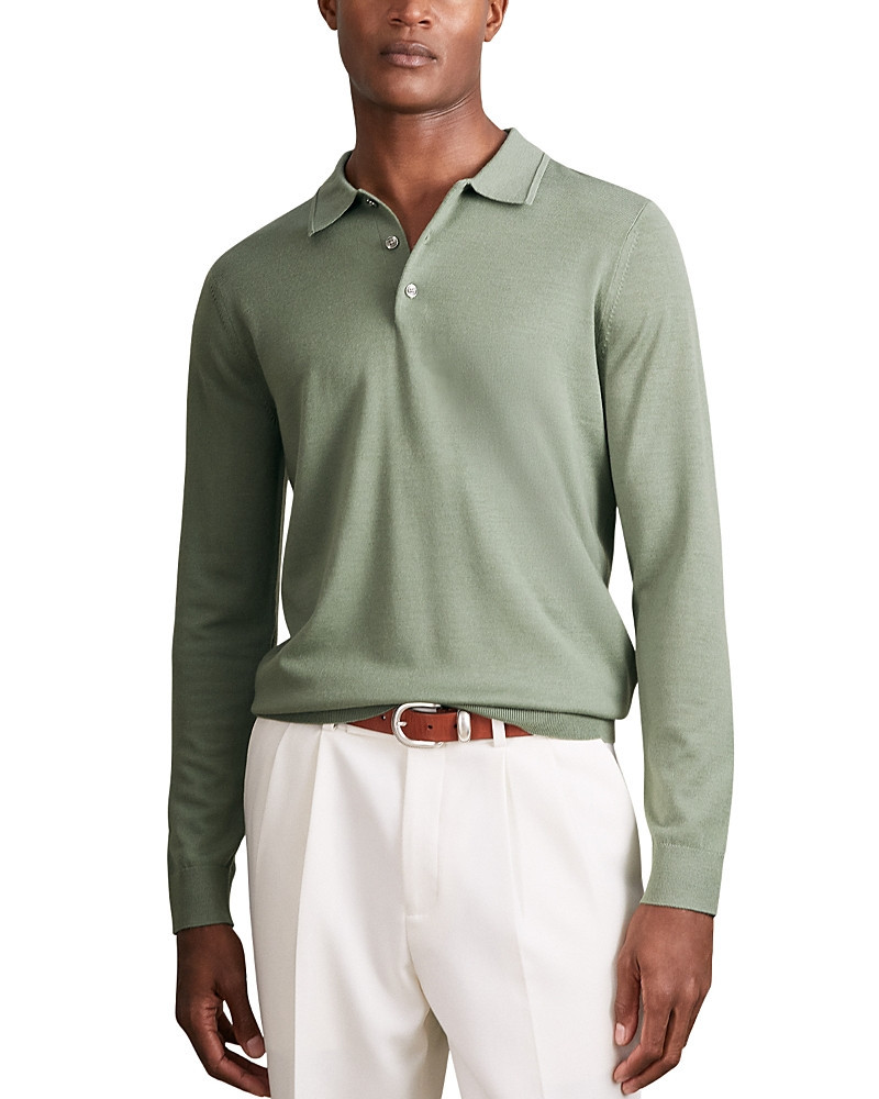 Reiss Trafford Merino Wool Long Sleeve Polo Shirt | Bloomingdale's (US)
