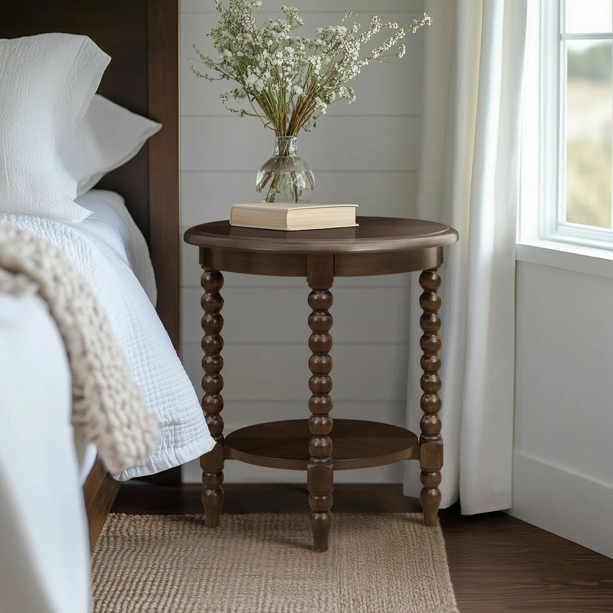 Lily Pond Philippe Round End Table with Shelf | Wayfair North America