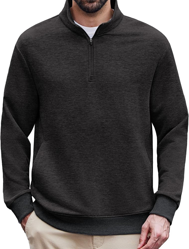 PINSPARK Mens Quarter Zip Pullover Long Sleeve Mock Neck Sweatshirts with Pockets Thermal Midweig... | Amazon (US)