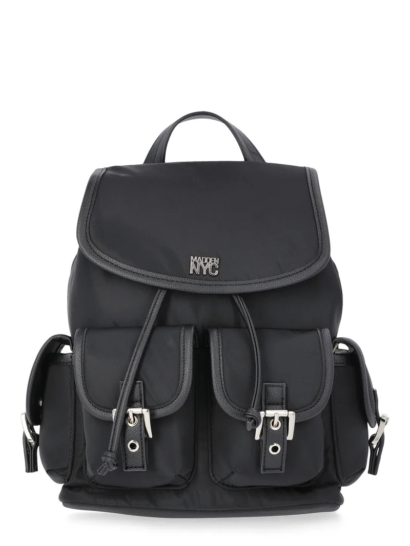Madden NYC Women's Flap Pocket Flap Backpack, Black | Walmart (US)