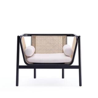 Versailles Black Natural Cane and Cream Accent Armchair | The Home Depot
