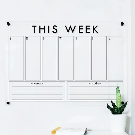 Dry-Erase Weekly Acrylic Wall Calendar - Multiple Sizes Available | Etsy (US)