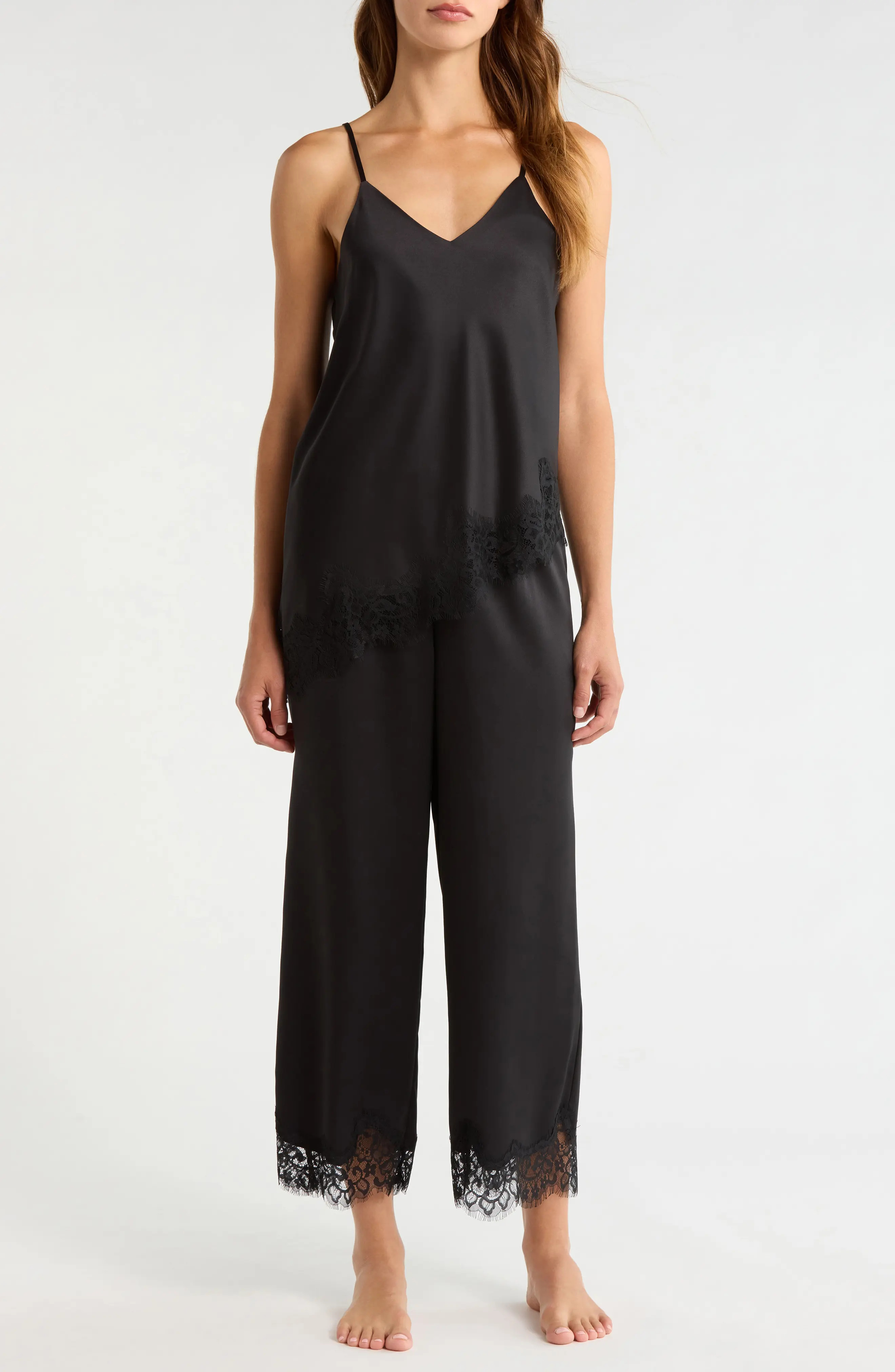 Lace Trim Satin Pajamas (Women) | Nordstrom | Nordstrom