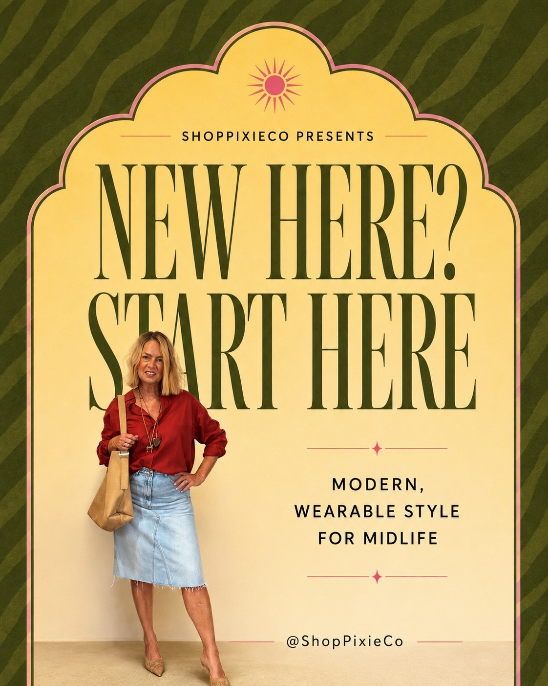 If you’re new here, welcome! I’d love for you to follow @shoppixieco and join a community of women who believe personal style does not expire at 40, 50, 60 or beyond. 🤎

I’m Jill, a 56-year-old midlife style creator sharing modern, wearable outfit ideas for women who want to dress our age—just cooler.

My community is 99% women in midlife. We’re not trying to look 25, but we’re also not ready to disappear into clothes that no longer feel like us. We want to look current, confident and pulled together while still feeling comfortable and completely ourselves.

My style is classic, casual and modern. Denim is usually the foundation, followed by a great shirt, an easy shoe and one interesting detail—bold color, animal print, a beautiful bag or a trend I genuinely love.

Around here, you’ll find:

✨ Modern outfit ideas for women over 50
✨ Easy formulas you can recreate
✨ Premium denim recommendations
✨ Elevated everyday outfits
✨ Approachable midlife fashion trends
✨ Closet-purge and personal-style conversations
✨ Honest shopping finds and try-ons

You’ll also see my regular series:

The Friday Five—five pieces that caught my eye or became community favorites.

Eyeing & Buying—what I’m seeing, loving and sometimes buying each Sunday.

The Three-Second Test—the pieces I loved immediately, with no tugging, adjusting or “if onlys.”

What’s Cool Now—the colors, pieces, activities and little shifts that feel especially current.

Closet Purge Diaries—because half as many clothes can give you twice as much to wear when everything fits your body, style and real life.

This page is about more than buying clothes. It’s about getting dressed for the woman you are now—not mourning an old version of yourself or waiting for a future one. It’s about confidence, reinvention, enjoying fashion and showing up for the ordinary days.

If that sounds like your kind of midlife, follow @shoppixieco I’m so glad you found me! 🤎

Please say “hi” in the Comments. 

#MidlifeStyle #Over50Style #FashionOver50 #WomenOver50 ModernMidlifeStyle