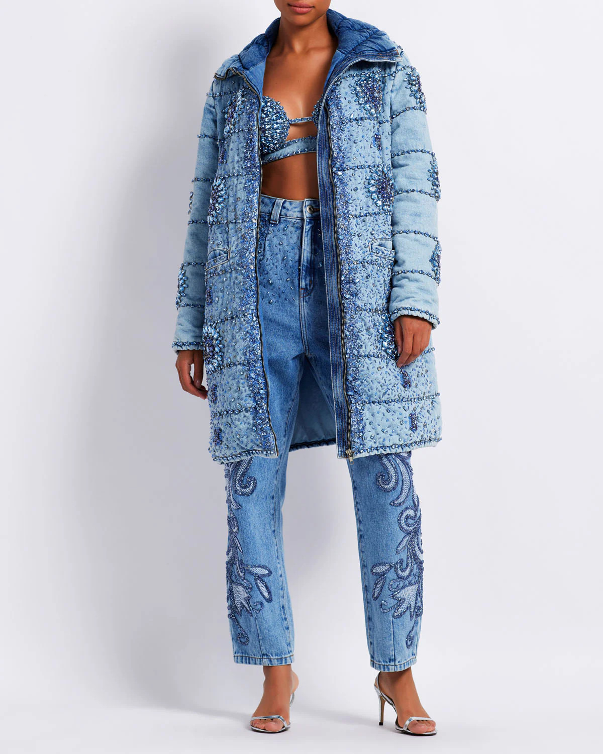 HAND-BEADED DENIM PARKA (EXCLUSIVE) | PatBO