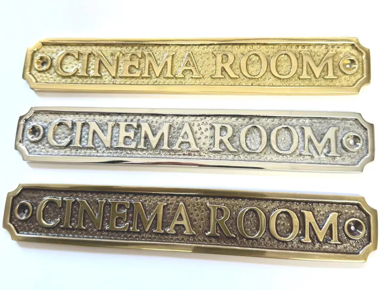 Cinema Room Door Sign, Brass With a Choice of Finishes, Choose Polished Brass, Antique Bronze or ... | Etsy (Global)