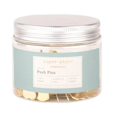 150ct Heart Shaped Push Pins Gold - Sugar Paper | Target
