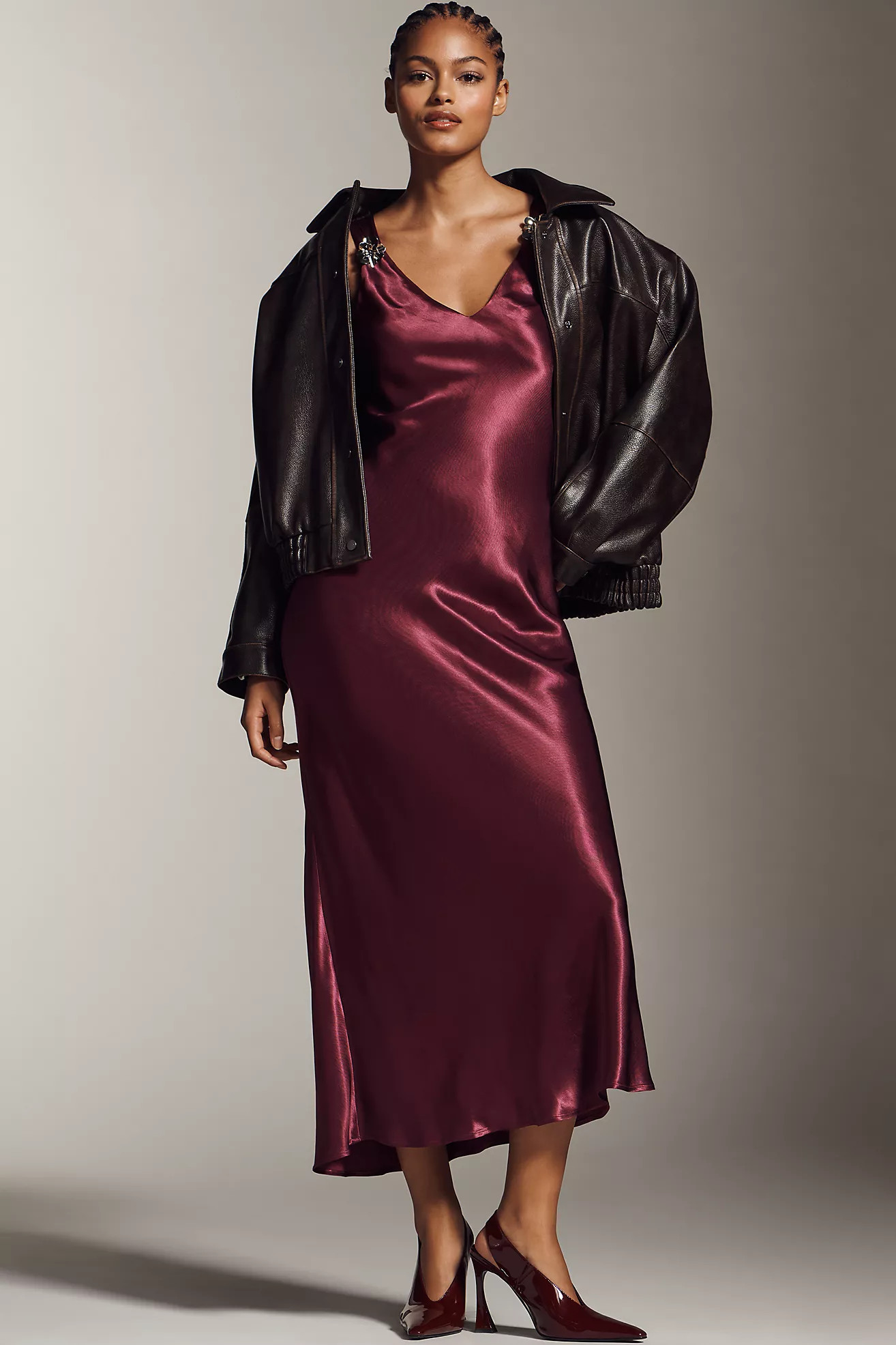 By Anthropologie Sleeveless V-Neck Midi Slip Dress | Anthropologie (US)