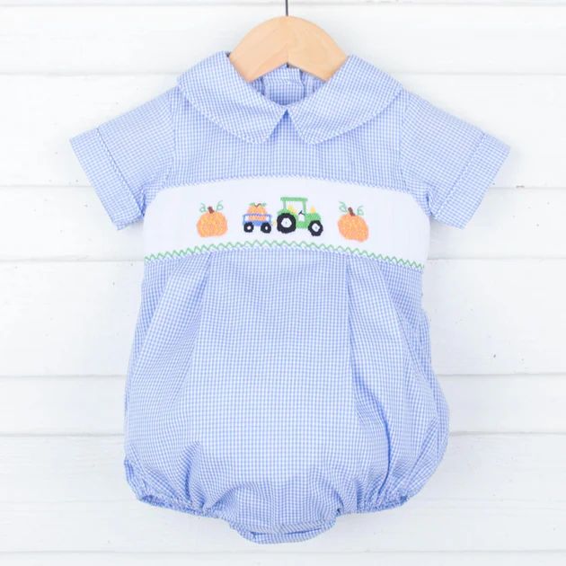 Harvest Truck Smocked Collared Bubble | Classic Whimsy