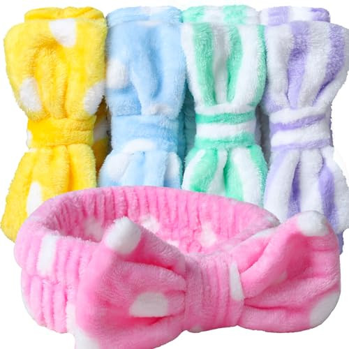 Teenitor 5pcs Makeup Headband with Removable Bow, Spa Headband for Washing Face, Stocking Stuffers for Teen Girls Women, Christmas Gifts Basket for Teens Girls Party, Skin Care Hairband | Amazon (US)