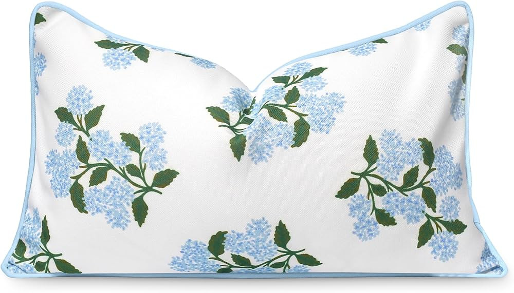 Hofdeco Premium Coastal Patio Indoor Outdoor Lumbar Pillow Cover Only, 12"x20" Water Repellent fo... | Amazon (US)