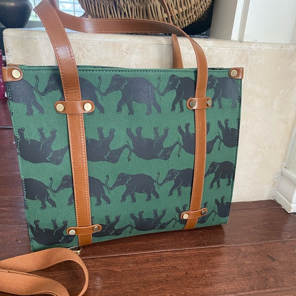 ModCloth Camp Director Canvas Tote Bag RARE ELEPHANT AOP Satchel Purse Messenger | Poshmark