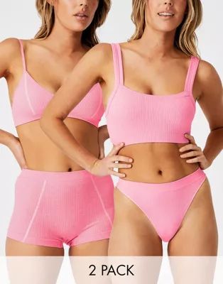 Cotton:On seamless bralette and high cut briefs set in pink | ASOS | ASOS (Global)