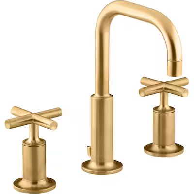 KOHLER Purist Vibrant Brushed Moderne Brass 2-handle 8-in widespread WaterSense High-arc Bathroom... | Lowe's