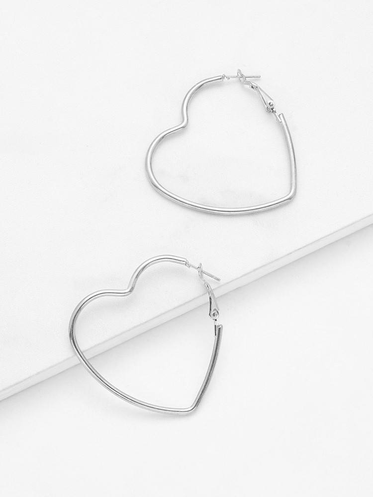 Open Heart Design Drop Earrings 1pair | SHEIN