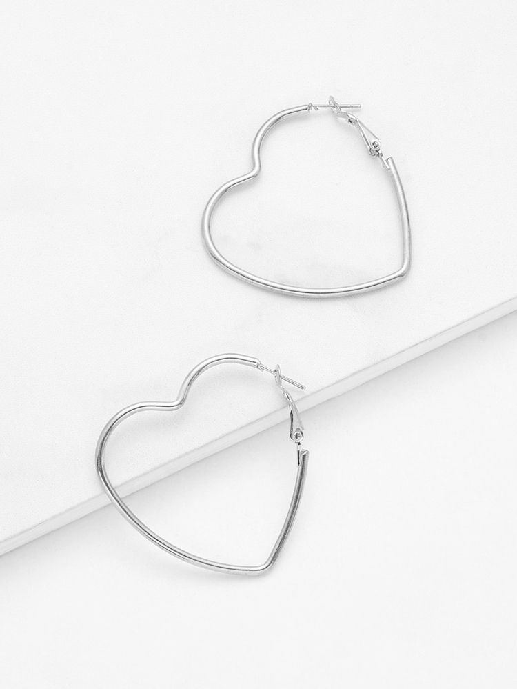 Open Heart Design Drop Earrings 1pair | SHEIN