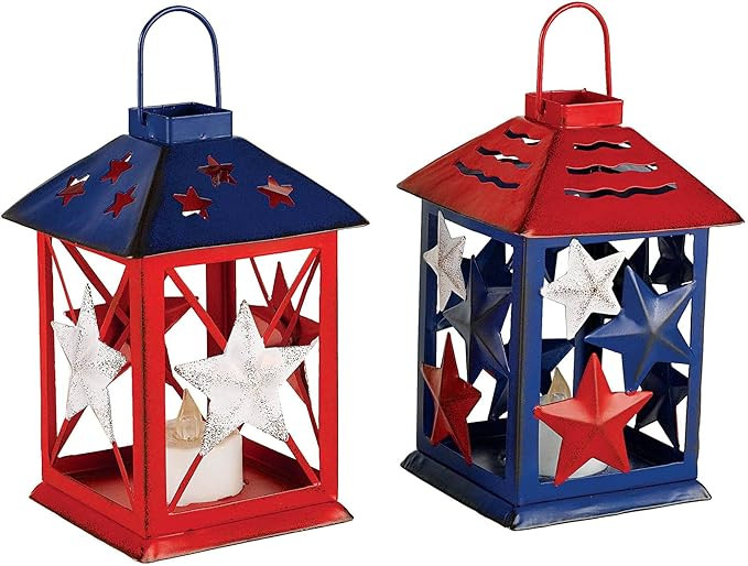 Patriotic Star Metal Light-Up Lantern - 6.75" x 4" (1 Piece) - Durable & Weather-Resistant - Idea... | Amazon (US)