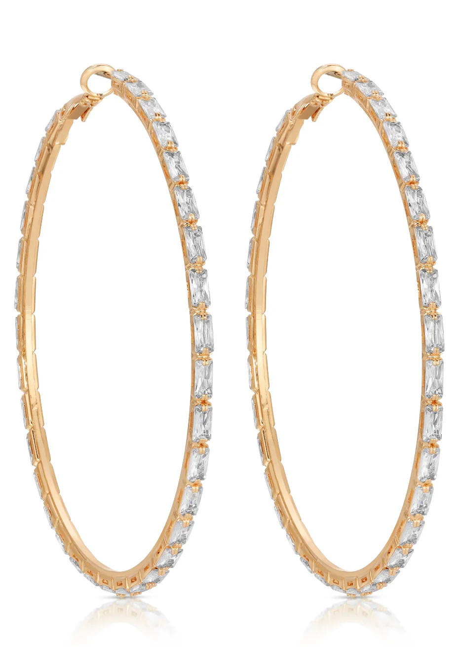 NEW!! Crystal All Around Hoop Earrings | Glitzy Bella