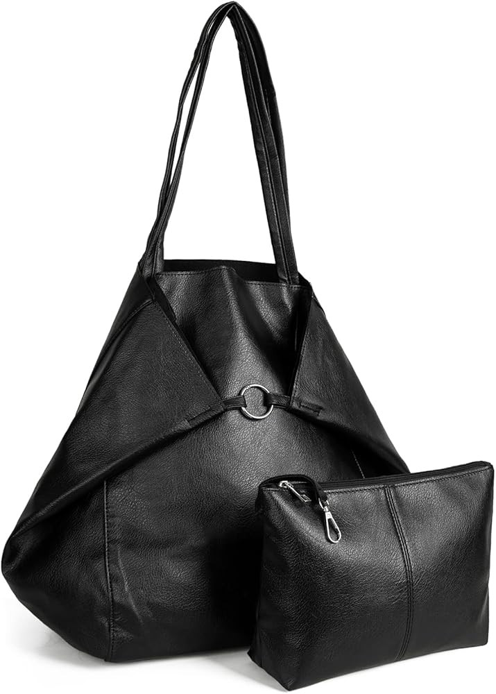Leather Tote Bag, Oversized Hobo Bags, Large Tote Bag for Women Work, Vegan Leather Handbags Trav... | Amazon (US)