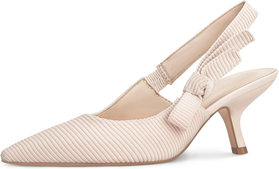 Womens Slingback Kitten Heels Closed Pointed Toe Bowknot Work Pumps | Amazon (US)