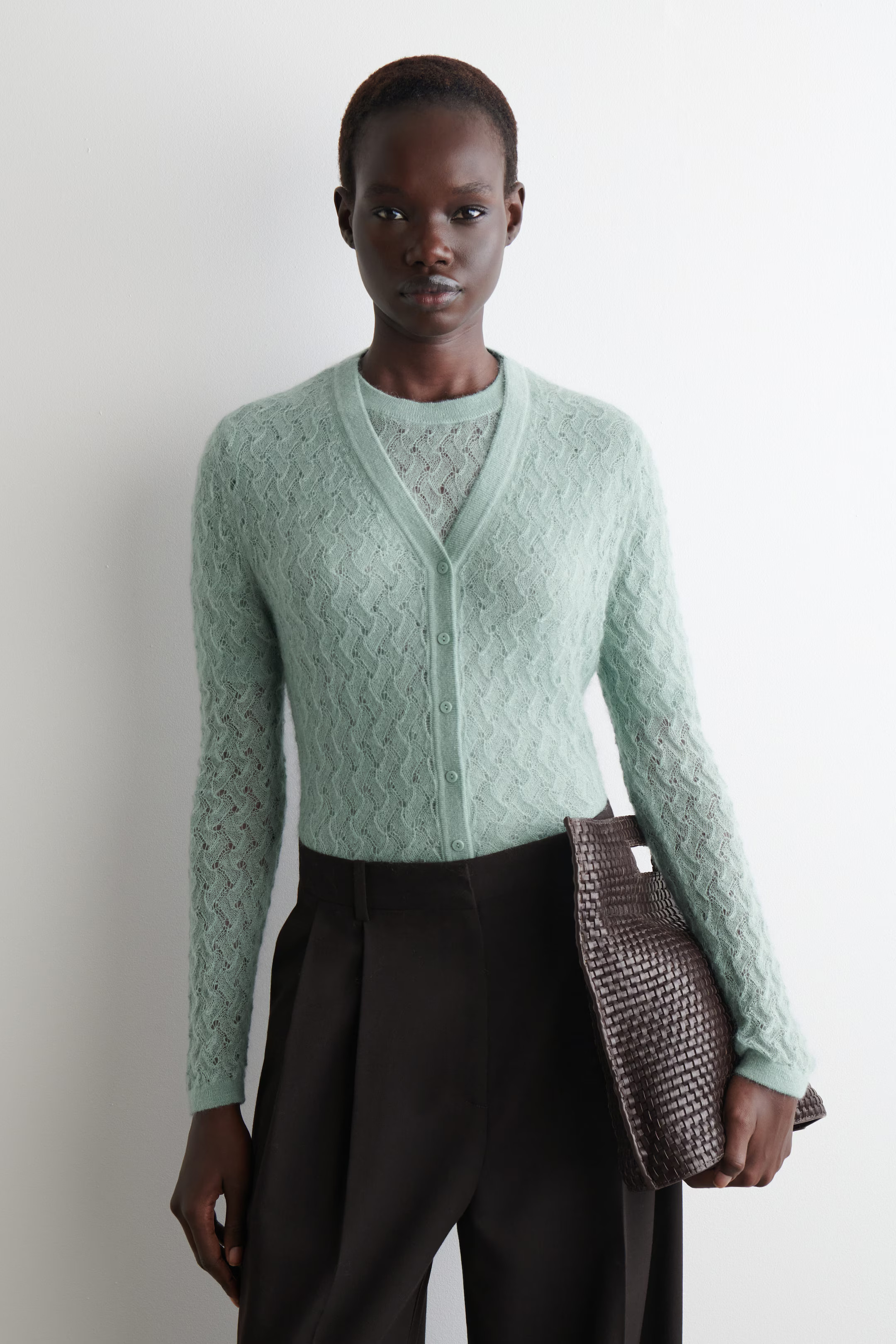 POINTELLE-KNIT MOHAIR CARDIGAN - LIGHT BLUE | COS | COS (EU)