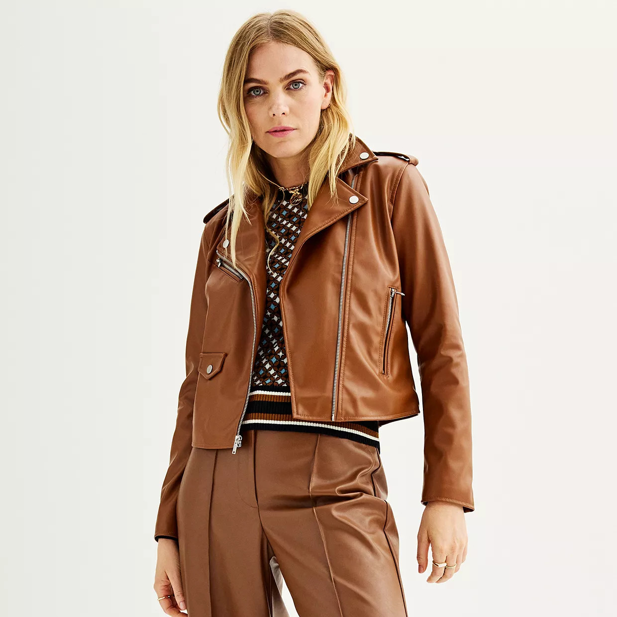 Women's Nine West Faux-Leather Moto Jacket | Kohl's