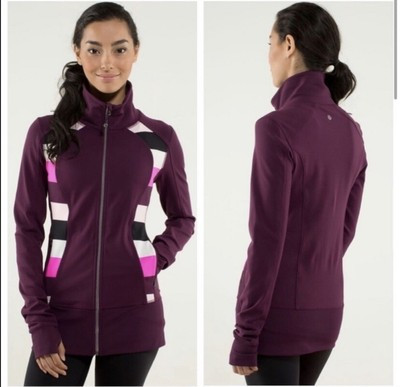 Lululemon Nice Asana Jacket Plum / Pow Stripe Raspberry Glo Light Size 10 | eBay US