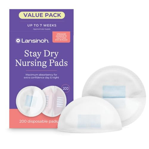 Lansinoh Stay Dry Disposable Nursing Pads, Soft and Super Absorbent Breast Pads, Breastfeeding Essentials for Moms, 200 Count | Amazon (US)