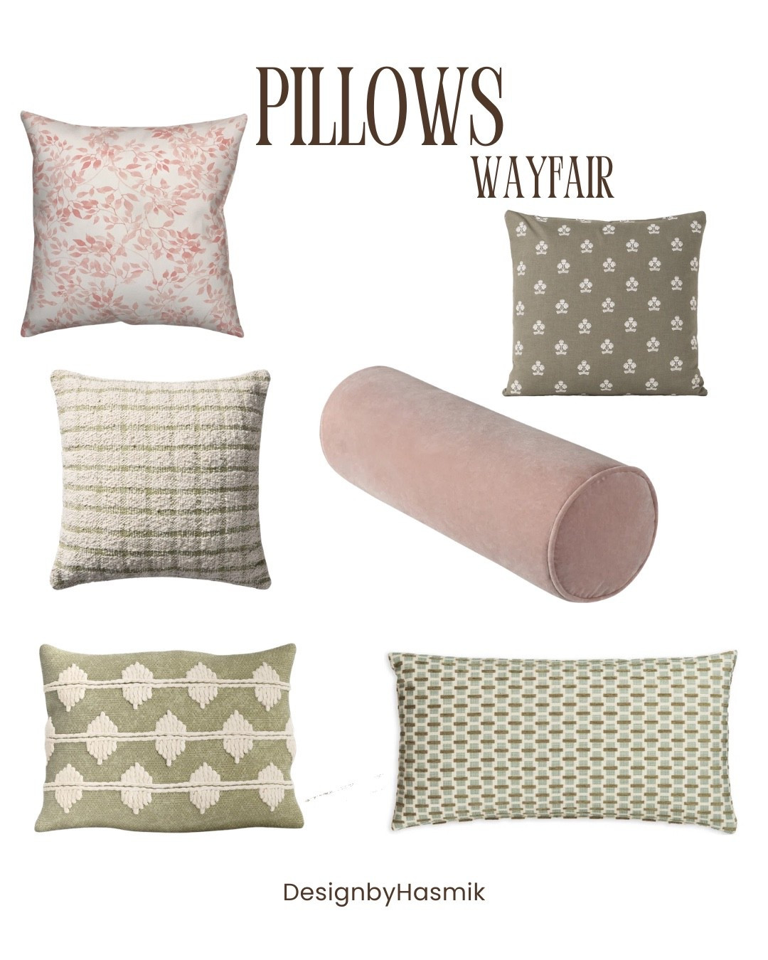 Elevate your space with a curated collection of decorative throw pillows that blend softness, pattern, and timeless color palettes. This designer pillow set brings together floral prints, geometric motifs, textured weaves, and a luxurious velvet bolster to create a layered, inviting look for sofas, beds, benches, and reading nooks. Each pillow is thoughtfully selected to mix warm blush tones, earthy greens, creamy neutrals, and subtle patterns that add visual depth without overwhelming your space.

From delicate botanical florals to modern geometric designs, these accent pillows are perfect for adding character, warmth, and designer style to any living room, bedroom, or lounge area. The textured woven pillow adds a handcrafted feel, while the embroidered olive pillow introduces dimension and artisanal charm. The soft velvet bolster pillow offers an elegant touch, ideal for styling on beds or long benches. Meanwhile, the small-scale patterned lumbar pillow ties the collection together with a balanced, cohesive aesthetic.

This versatile pillow combination works beautifully in modern, transitional, organic modern, and cottage-inspired interiors. Whether you’re refreshing your home décor for the season or completing a professionally styled room, these decorative cushions provide the perfect mix of comfort, elegance, and sophistication. Layer them to create depth, contrast patterns for visual interest, and enjoy how effortlessly they enhance your home styling.

Perfect for:
• Living room sofa styling
• Bedroom bed layering
• Accent chairs and benches
• Cozy reading corners
• Designer-inspired home décor updates

These throw pillows are not just accessories—they are the finishing touch that makes a room feel complete, warm, and professionally designed. 
@Wayfair 

#DecorativePillows #AccentPillows #DesignerPillows #ThrowPillows #HomeDecor #SofaStyling #BedStyling #OrganicModern #CottageStyle #VelvetPillow #LumbarPillow #FloralPillow #GeometricPillow #TexturedPillow #NeutralDecor #OliveGreenDecor #BlushDecor #LayeredLook #InteriorStyling #LuxuryHomeDecor

#LTKSaleAlert #LTKHome #LTKNYFW