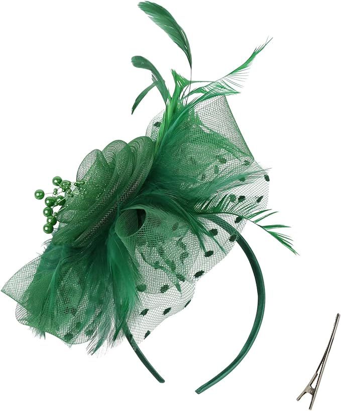 Fascinators for Women Tea Party Headband Kentucky Derby Hats Cocktail Flower Mesh Feathers Headwe... | Amazon (US)