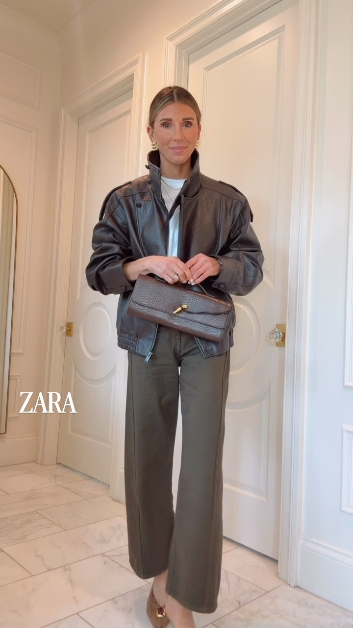 Fall outfit idea from Zara! I’m 5’7 wearing size small in the jacket and 2 in the pants, run tts.