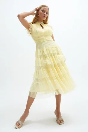 Tulle Tiered Frill Sleeve Dress | Coast (UK)