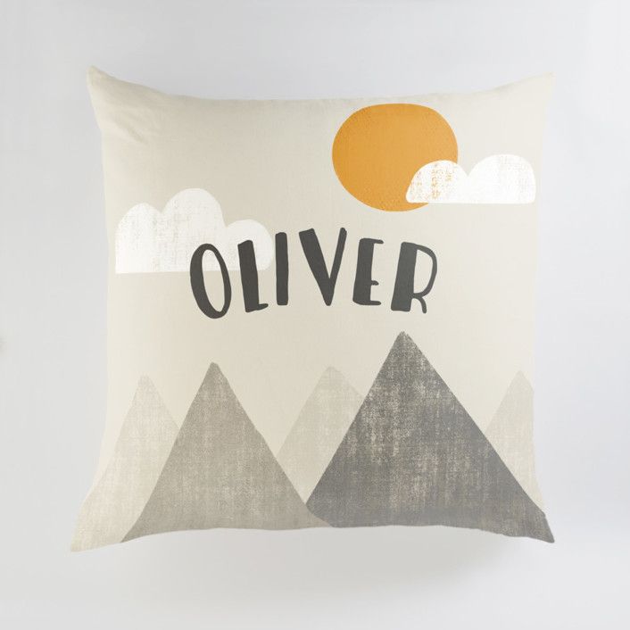 The Mountains are Calling in the Morning Large Personalizable Pillow | Minted