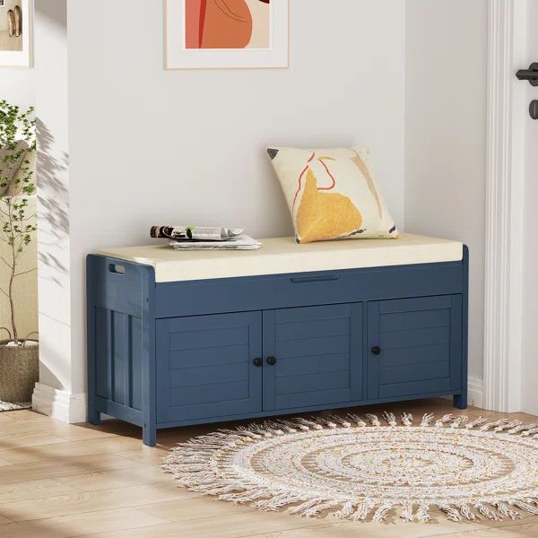 43.5" Shoe Storage Bench with Cushion, Entryway Storage with Hidden Storage | Wayfair North America