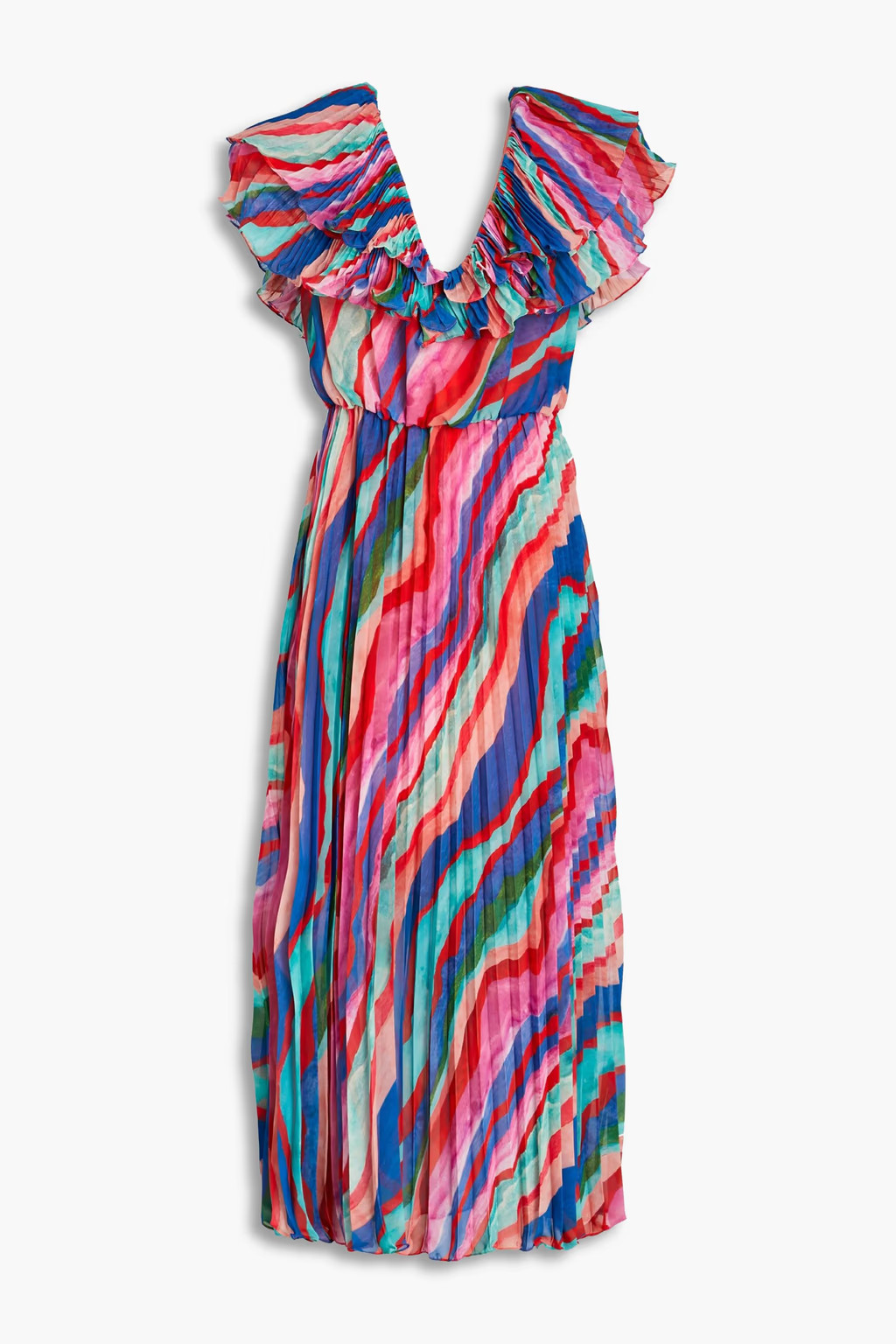 Ruffled printed chiffon midi dress | The Outnet (US and CA)
