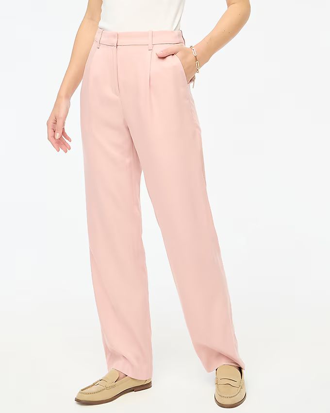Wide-leg pleated twill trouser pant | J.Crew Factory