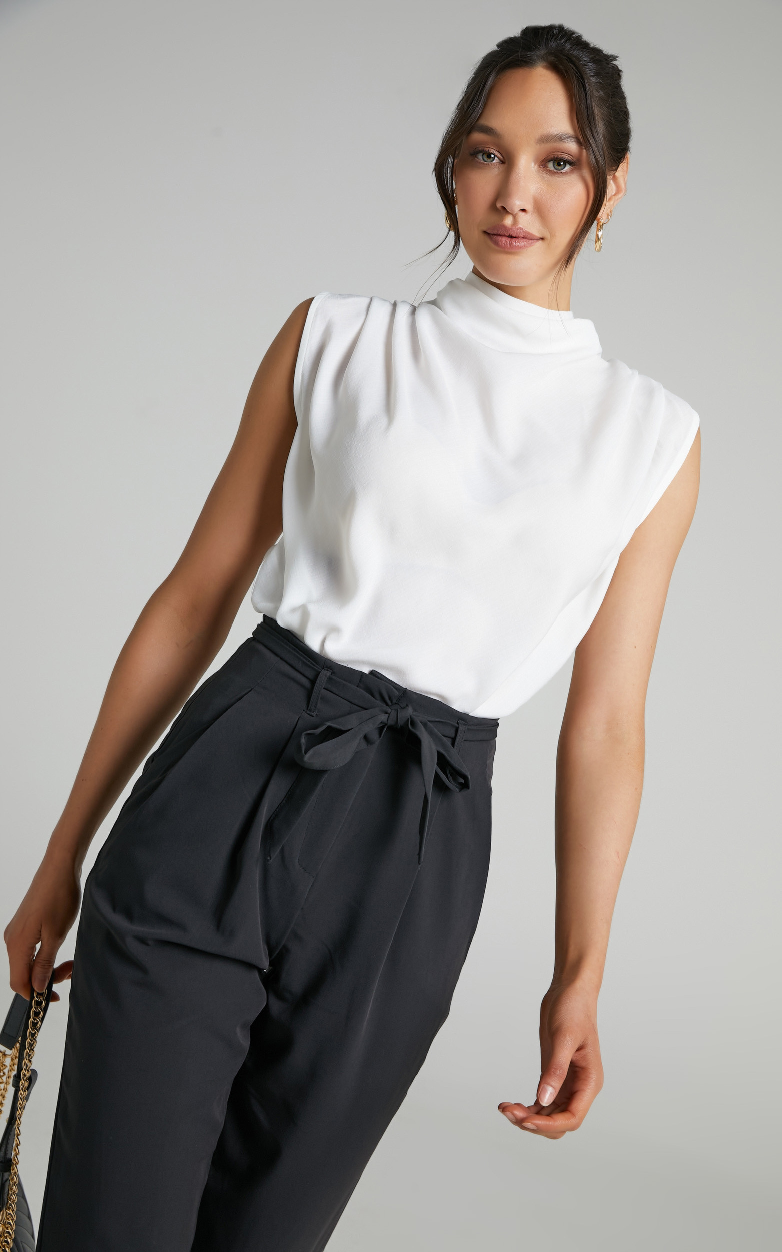 Arianae High Neck Top in White | Showpo (US, UK & Europe)