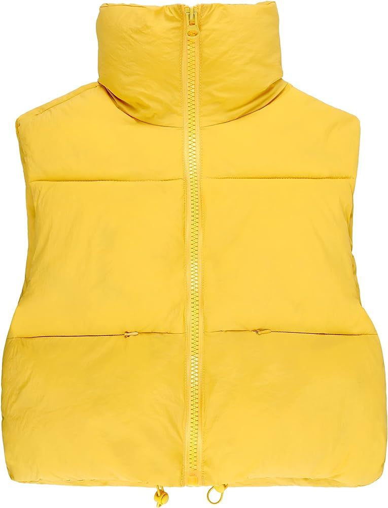 UANEO Cropped Puffer Vest Women Zip Up Stand Collar Sleeveless Padded Crop Puffy Vests | Amazon (US)