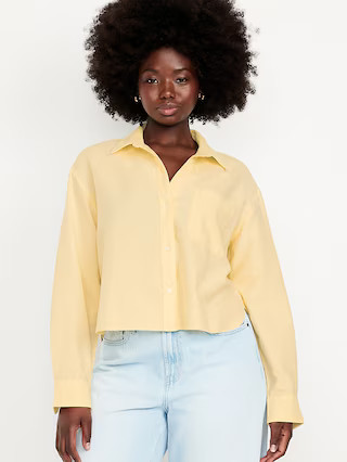 Button-Down Oxford Crop Shirt | Old Navy (US)