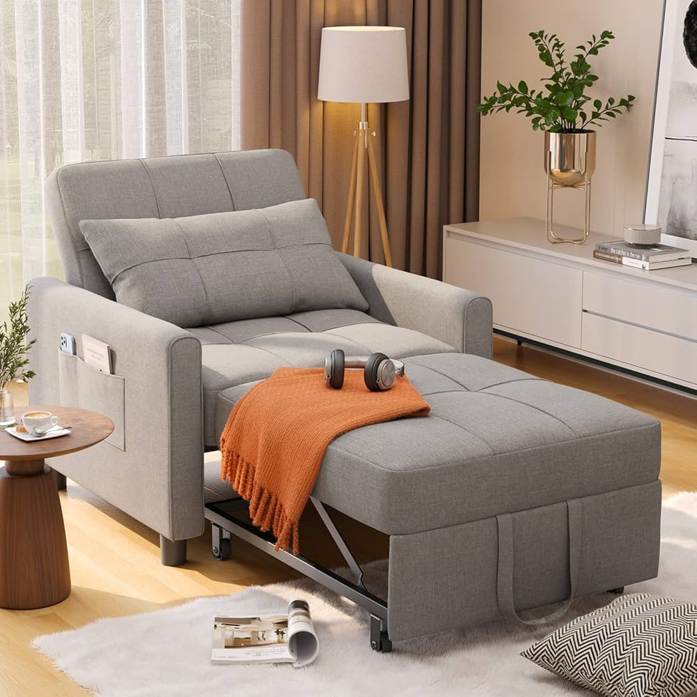 Sleeper Sofa Chair Bed, Convertible Sofa Chair 3-in-1, Adjustable Sleeper Chair Pullout Sofa Bed ... | Amazon (US)