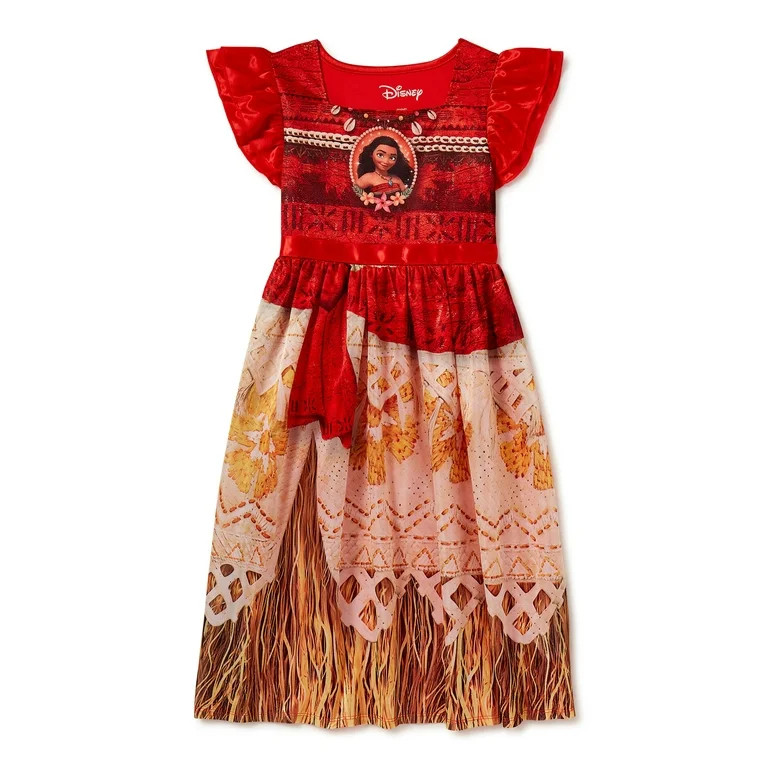 Moana Disney Princess Girl Fantasy Gown Pajama Nightgown, Sizes 4-8 | Walmart (US)